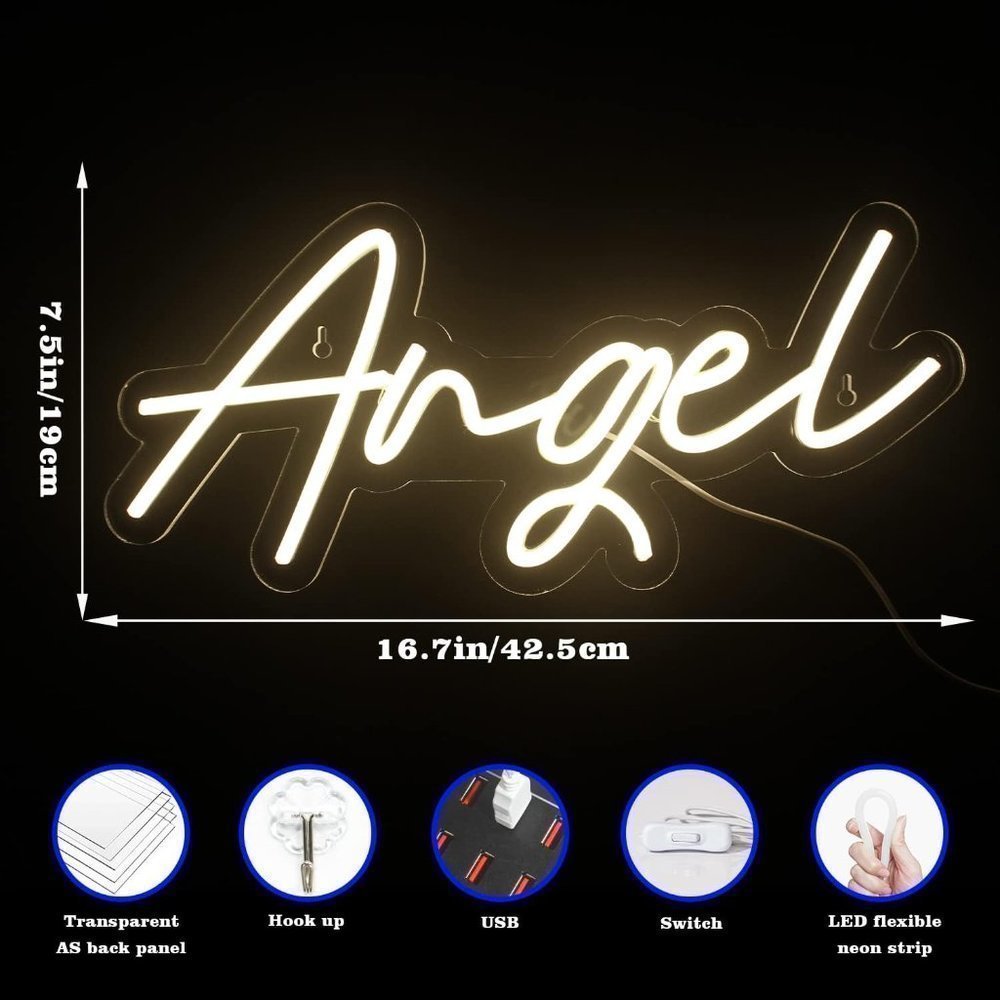 Neon Angel Light Sign for Bedroom/Living Room/Patio Decor Furniture Party LED - Picture 3 of 5